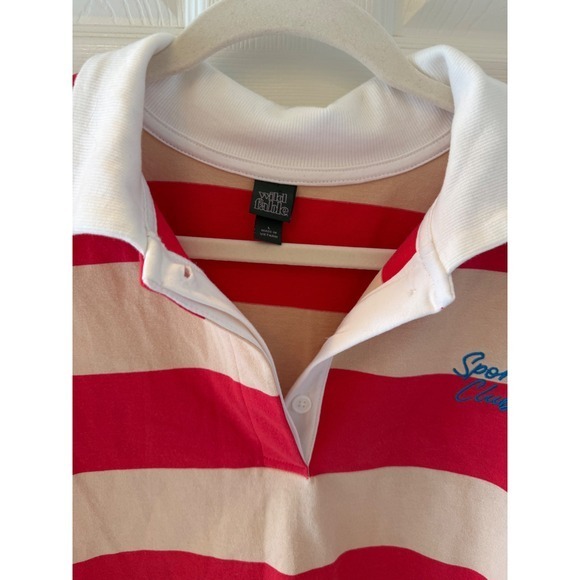 Wild Fable Striped Rugby Pullover Women's Boxy Cropped Preppy Red Tan - Picture 4 of 7